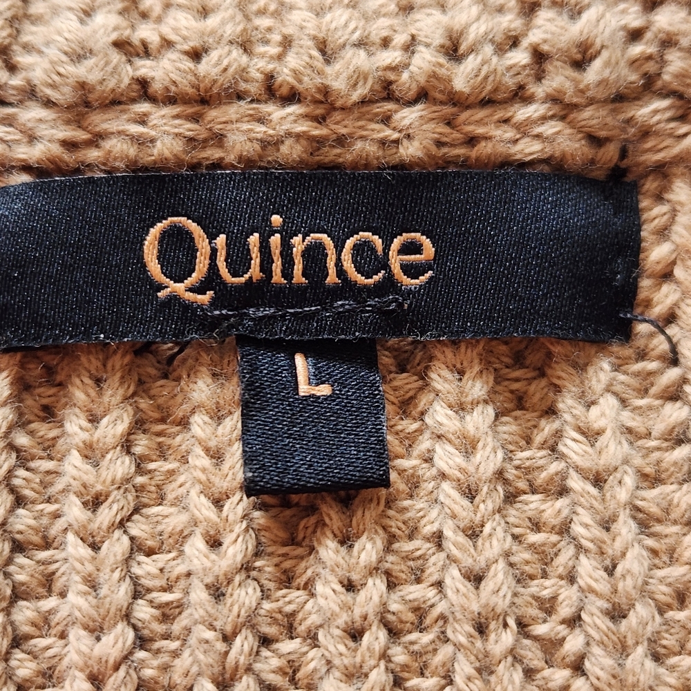 QUINCE Women's Fisherman Crew Sweater Large Camel Beige Organic Cotton - Picture 3 of 10